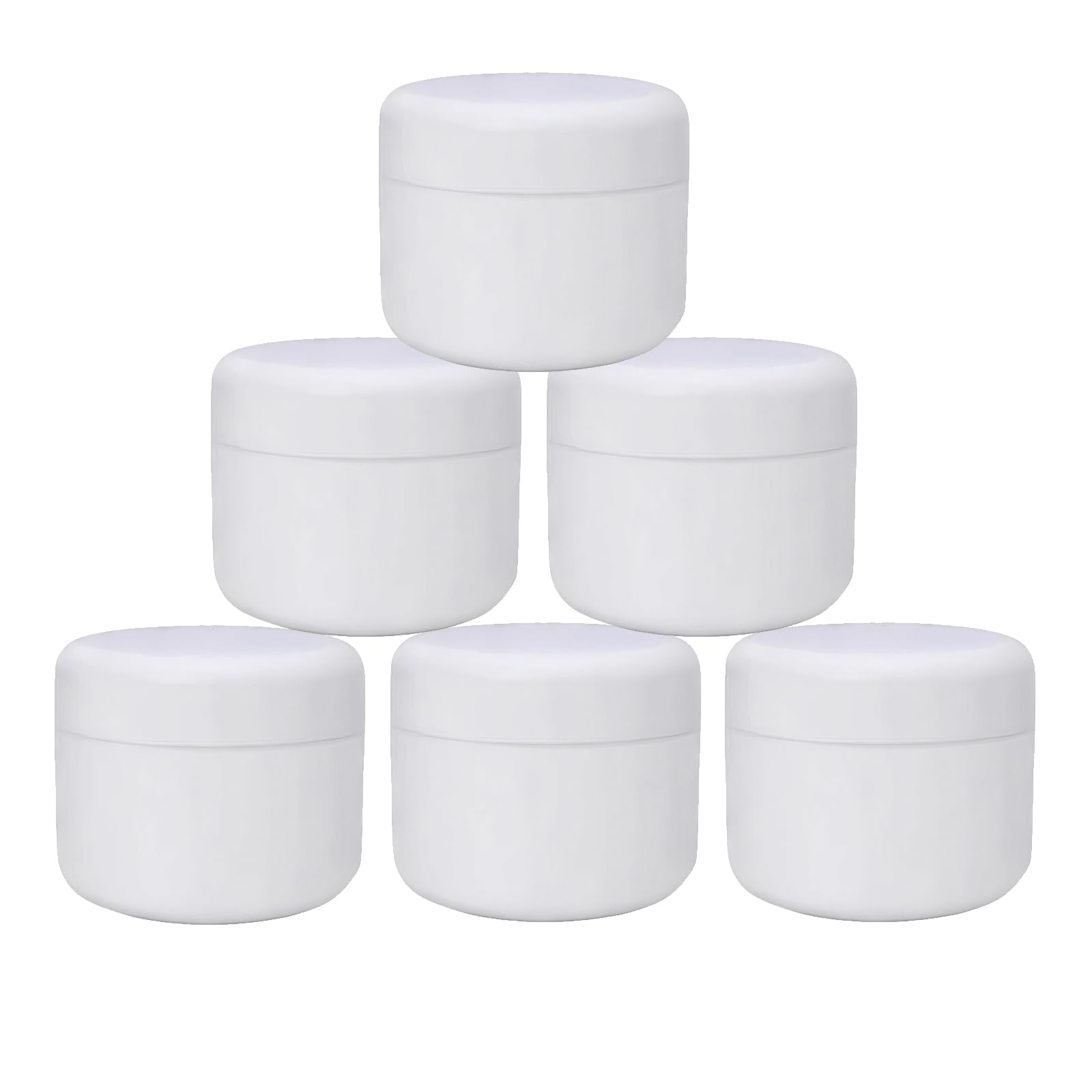 6Pcs 250ml/8.5oz White Cosmetic Jars Empty Refillable Plastic Storage Container Jar with Inner Liners and Dome Lid for Makeup Cream Lotion Lip Balm Salve Body Butter