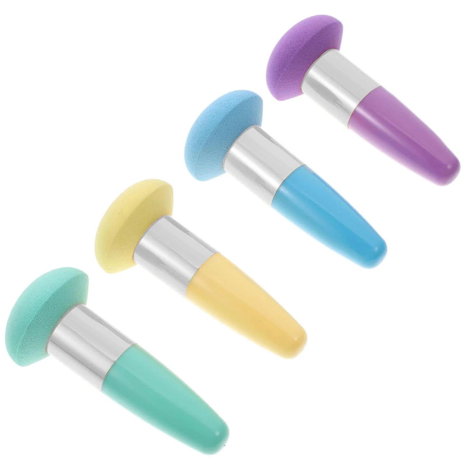 Aczyqws 2 Pcs Mushroom Makeup Sponge, Long Handle Facial Cosmetic Foundation Sponge Powder Puff Blending Sponge Concealer Eyeshadow Liquid Creams Applicator Tool Beauty Blender Brush