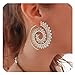 Tuccpai 3 PairsVintage Bohemian Spiral Hoop Earrings Set For Women Set (Silver tone)