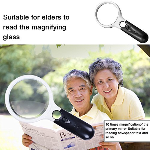 2 Pack Handheld Led Illuminated Magnifying Glass, 3X 45x Magnifier Lens, Nighted Magnifying Glasses Magnifier with Light for Reading Maps, Jewelry Cleaning, Watch Repair Tools