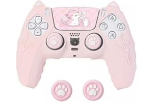 Cat-Themed Paw Design Silicone Skin Protector for DualSense Wireless Controller with Anti-Slip Grip Pads and Touchpad Cover S