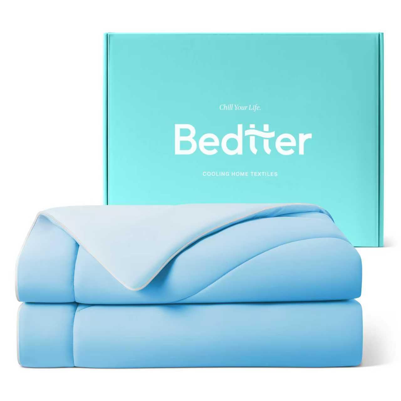 Photo 1 of Bedtter® Luxe Cooling Comforter Full/Queen, Cooling Blanket for Hot Sleepers, Q-Max>0.46 Sorona and Tencel Filling, Double-Sided Cold Breathable Lightweight Blanket, 90"x90", Blue