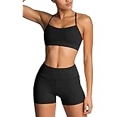 IMEKIS Women's Workout Sets 2 Piece Yoga Outfit High Waisted Biker Shorts Leggings Sports Bra Gym Fitness Clothes Tracksuit