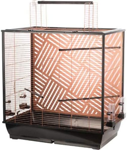 Flamingo Bird Cage, Aviary Birds, Parakeet Cage Siri Copper, 78 x 48 x 100 cm, 4 Perches & 4 Bowls, 5 Flaps + Roof Opening