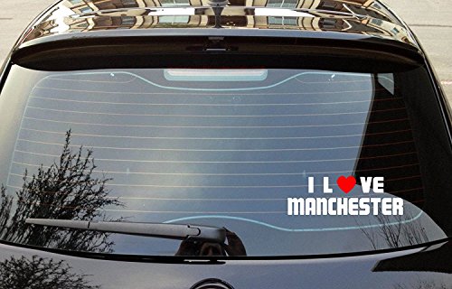 Maple Enterprise I Love Manchester United Kingdom Vinyl Decal Bumper Window Sticker 8â€ x 3â€