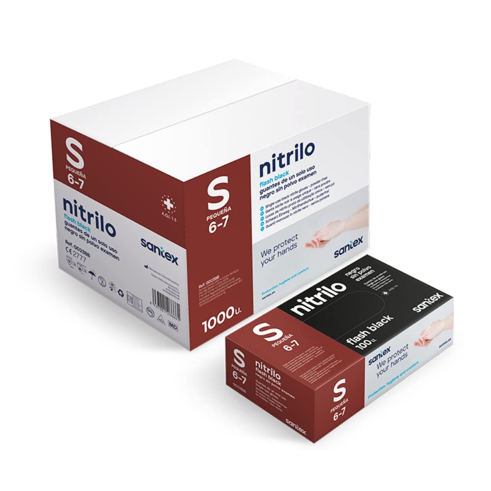 Santex BLACK NITRILE POWDER FREE GLOVES - SIZE S
