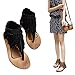 Odema Womens Flat Sandals Thong Sandals Faux Suede Tassel Zip T-Strap Sandals
