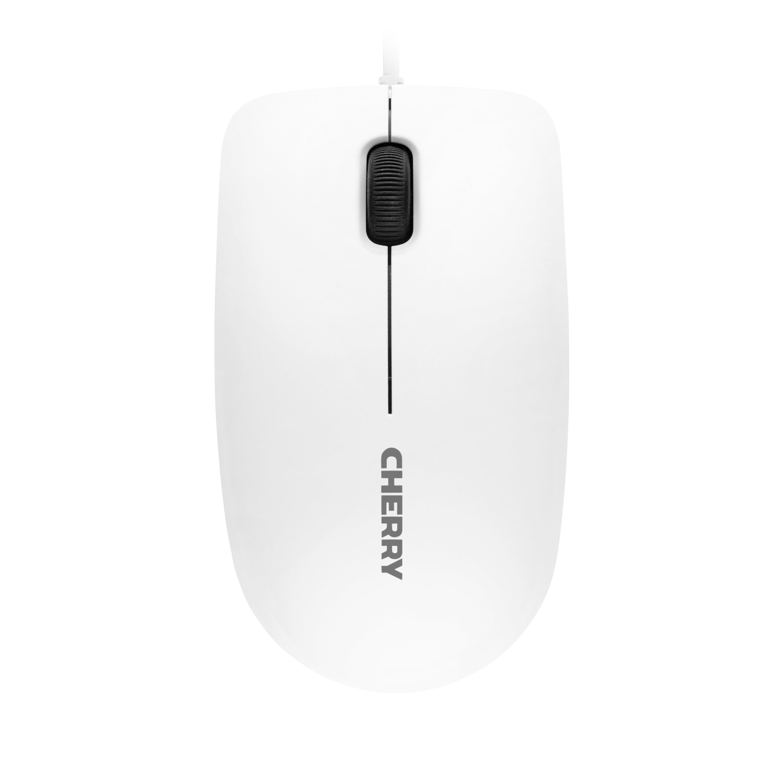 CHERRY MC 1000, Kabelgebundene Office-Maus, Optischer Sensor (1.200 DPI), 3 Tasten, Symmetrisches Design für Links- & Rechtshänder, GS-Zertifizierung, Weiß-Grau