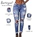 Burvogue Women's Blue Denim Stretch Jeans Skinny Distressed Pants Picture XL(US SIZE 8-10)