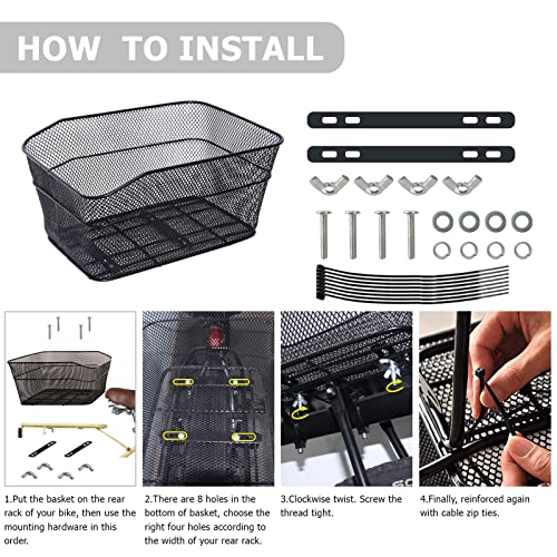 RAYMACE Rear Bike Basket with Waterproof Cover,Bicycle Cargo Rack