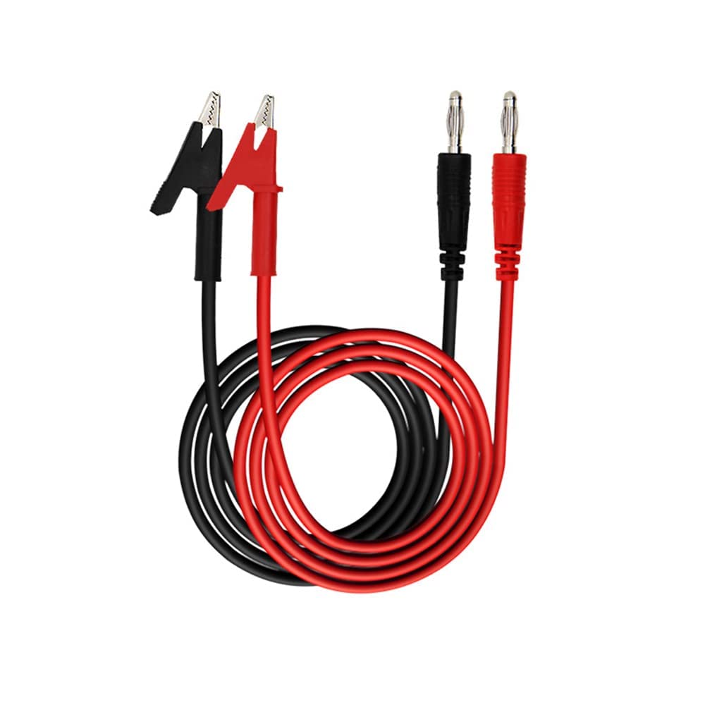 Multimeter Test Leads With Alligator Clips - Electrical Insulated Wire for Testing - 15A 1000V, Red and Black