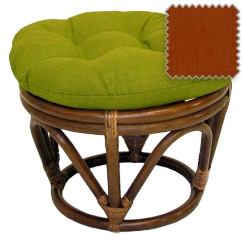 18Inch Bali Rattan Papasan Footstool with Cushion Solid Outdoor