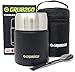Stainless Steel Food Jar Set | Large 20 Ounce | Insulated Carry Bag + Foldable Spoon + FREE Meal Ideas Guide | Hot Cold Vacuum Double Wall Lunch Thermos Container