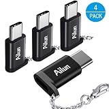 USB Type C Adapter 4 Pack Ailun USB C to Micro USB Convert Connector Compact with Keychain Sync and Charge for Galaxy S10 S9 Plus Note 10 MacBook ChromeBook Pixel Nexus 5X More Type C Port Devices