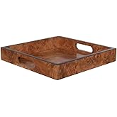 Alice Lane Matte Burled Wood Serving Tray – Premium Decorative Wood Tray for Home Décor & Entertaining - Square
