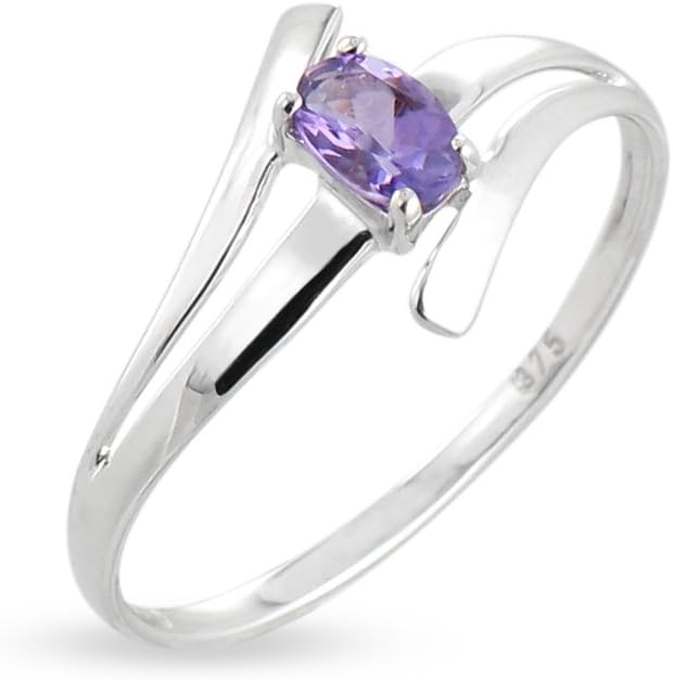 Tous mes bijoux Women 9 k (375) White Gold Amethyst Rings