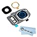 EShine Back Rear Camera Glass Lens Cover Ring Replacement + Flash Cover + Adhesive for Samsung Galaxy S7 G930 / S7 Edge G935 (All Carriers)+ EShine Cloth (Silver)