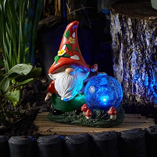 Garden Mile Solar Powered Woodland Wizard LED Light Up Garden Ornament Colour Changing Solar Light Outdoor Light Patio Flower Bed Pathway Novelty Lamp Crystal Effect Globe Lighting (Mushroom)