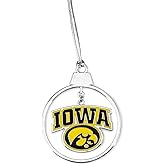 Fan Frenzy Gifts Iowa Hawkeyes Circle 2 Piece Officially Licensed Silver Two-Piece Colored Ornaments