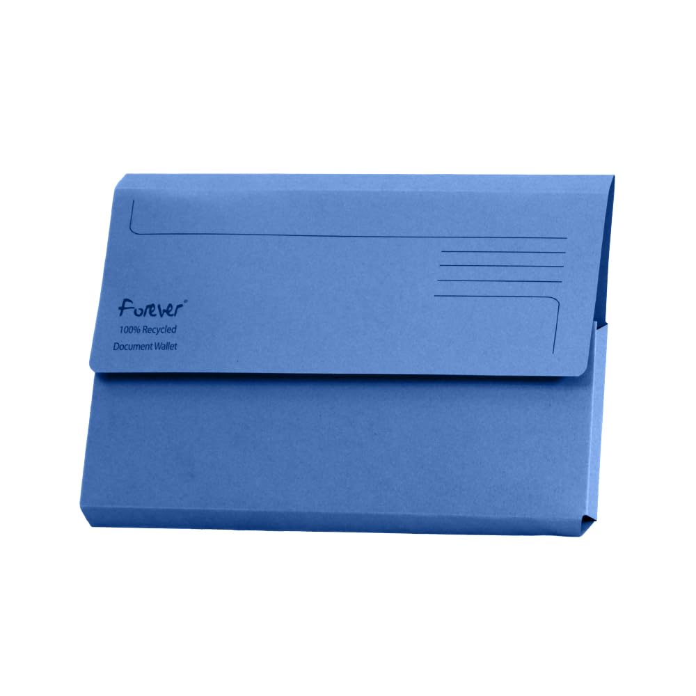 Exacompta Forever Document Wallets, 290gsm, Foolscap - Blue, Pack of 25