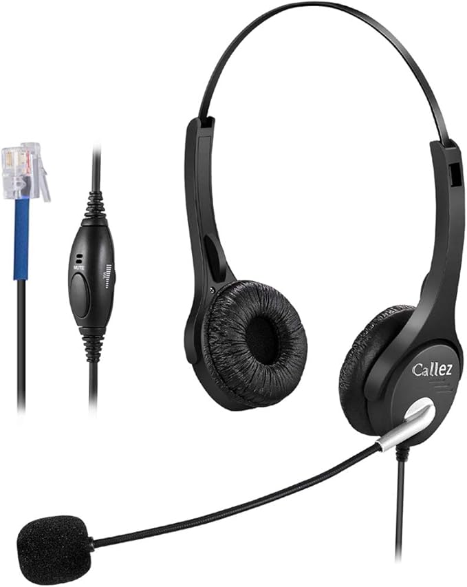 Callez C402C1 Corded Telephone Headset Binaural, Call Center RJ11