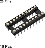 sourcing map 10pcs DIP IC Socket 2.54mm Pitch 20 Pin Round Solder Type Black view 3