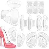 Zioiaoro 16Pcs Heel Cushion Soft Inserts, Gel Pads for Loose Shoes, Prevent Rubbing Blisters, Forefoot Pads, Arch Support, Heel Grips Liners Protectors, Ball of Foot Cushions, for Pain Relief Bunion