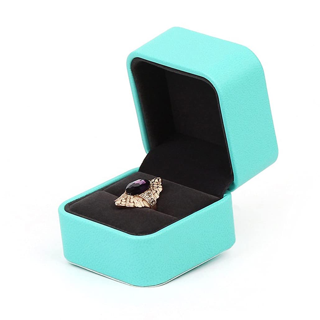 iSuperb Green Ring Box Rings Organizer Portable Travel Jewelry Storage Soft Velvet Lined for Rings, Earrings | Green Ring Gift Box for Men and Women (Ring Box)