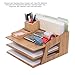 MobileVision Bamboo Pencil Holder with Tray for Storing and organizing Small Stationary Items Such as paperclips, Business Cards, and notepads