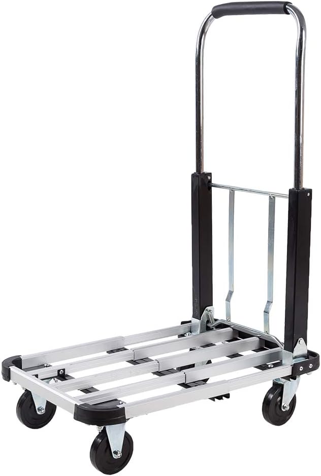 Henf Portable Hand Truck, Folding Platform Cart, Rolling Flatbed Cart Multi-Functional Dolly Utility Cart with 4-Wheel, Great for Luggage Personal Travel Moving Office, 330 lbs Load Capacity