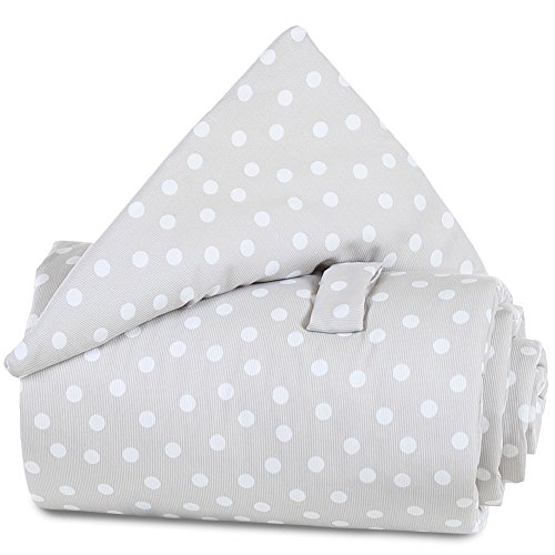 babybay Grid Protection for guardrail Pique Suitable for All Models, Pearl Grey dots White