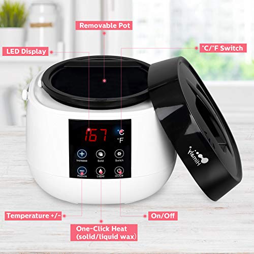 Waxing Kit Wax Warmer Wax Machine, himaly Portable Waxing Pot Brazilian Bikini Wax Kit Painless Wax Hair Removal Kit with Digital LCD Display, 4 Scents Hard Wax Beans+20 Applicator Sticks