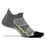 Feetures! Men's Elite Max Cushion No Show Tab, Heather Gray + Reflector, Small