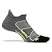 Feetures! Men's Elite Max Cushion No Show Tab, Heather Gray + Reflector, large