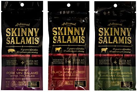 Meat Crafters Variety - Black Angus Beef, Pork Skinny Salamis and Street Cart Shawarma Lamb - Pack of 3