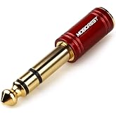 MOBOREST 1/4" Male to 3.5mm (1/8 in) Female TRS Headphone Adapter RED 1PCS | 6.35mm Male to 3.5mm Female adapter connectors for lossless TRS sound, guitar amp, piano, keyboard, mixer, studio