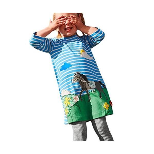 Kollmert Kids Autumn Clothes Toddler Baby Girl Horse Embroidery Princess Party Dress