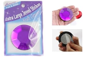 ALLSTARCO 60mm Purple Amethyst H105 Large Self Adhesive Round Acrylic Cosplay Gem Flat Back Plastic Stick On Rhinestone for Cosplay Costumes Scrapbooking Prop Craft Embelishment Steven Universe Decor Jewel 1PC