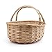 MEIEM Wicker Picnic Basket Hamper with Double Folding Handles, Oval Storage Basket with Handles. (Natural)