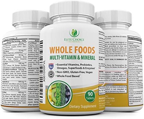 Whole Food Multivitamin Minerals Probiotics - Plus Digestive Enzymes & Omega’s - Powerful Blend of Superfoods - Made for Men & Women - Non GMO Vegetarian & Made in the USA