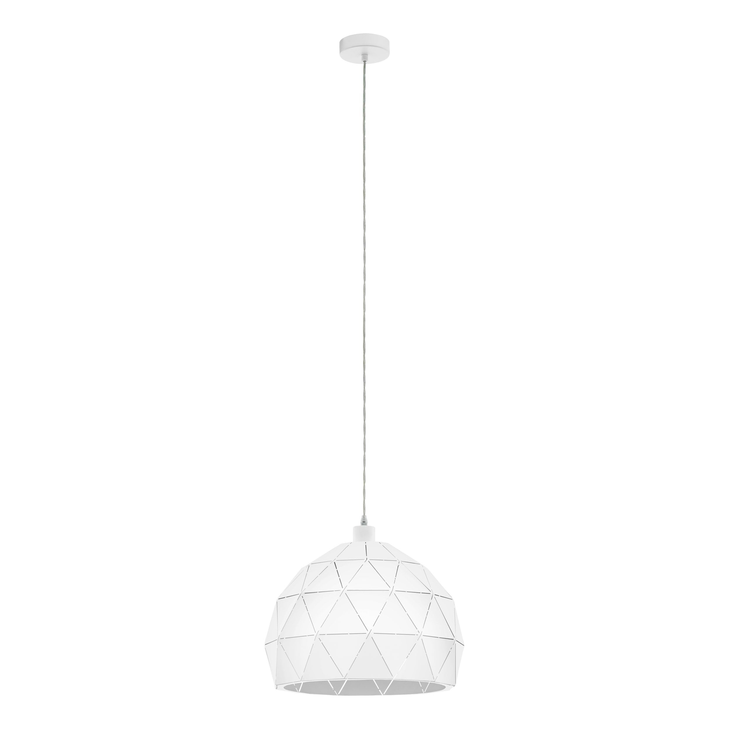 Eglo Pendant Lamp Roccaforte, 1 Bulb Vintage Pendant Light, Retro Hanging lamp Made of White Steel, E27 Socket, Ø 40 cm