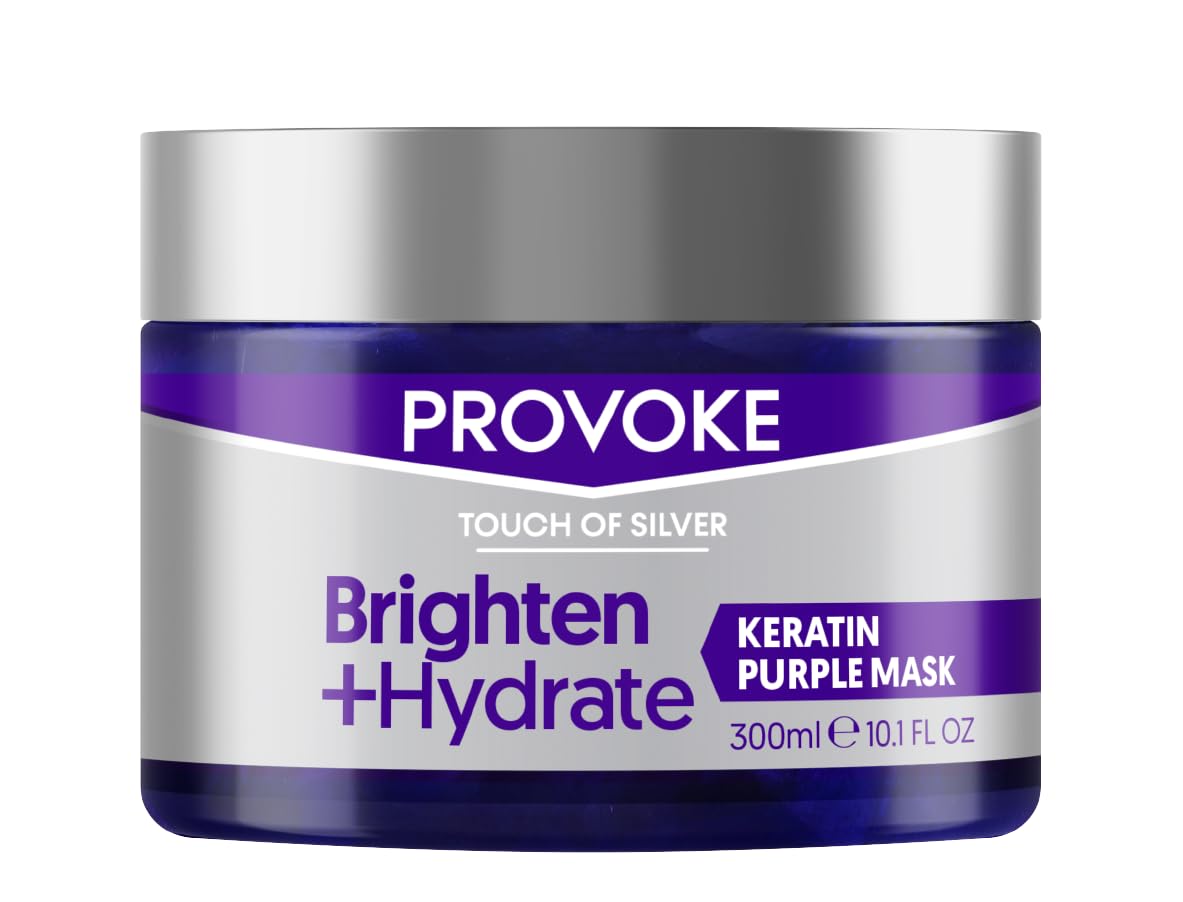 PROVOKE Touch Of Silver Hydrating Purple Toning Hair Mask 300 ml, Brightens Blonde, Platinum, White or Grey Hair Whilst Deeply Nourishing Damaged Hair