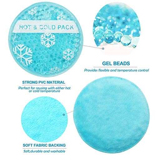 OLESILK Small Hot Cold 6 Packs, Reusable Round Gel Beads Ice Pack with Cloth Backing, Hot and Cold Therapy for Breastfeed Injury, Kids Pain Relief, Headache, Tired Eyes, Wisdom Teeth, Sinus Relief