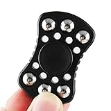 Mini Cute Fidget Toy Hand Spinner With 6 Moving Balls Best Stress Reducer Premium Quality EDC Focus Toy for Kids & Adults Guarantee 3 Minutes + Spin Time (Black)