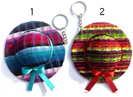 Women Hat Keychain with Traditional Colorful Ethnic Textile