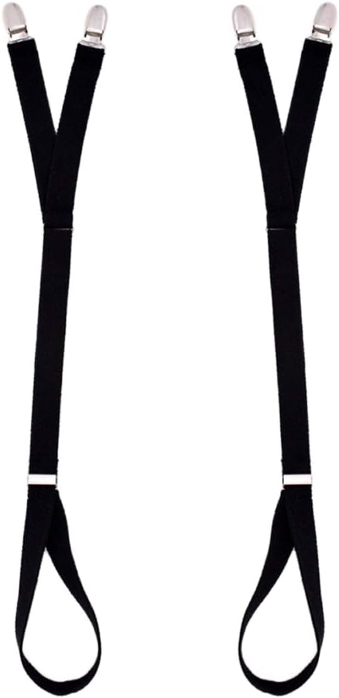ZOOMY 2Pieces/Set Y Style Elastic Leg Suspender Strap Shirt Stays Slip-on Locking Clamps
