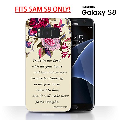 SAM S8 - Purple Wine Lilac Flowers Proverbs 3:5-6 Bible Quote Religious Scripture Samsung GALAXY S8 (SM-G950) Rubber TPU Silicone Phone Case