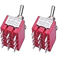 mxuteuk 2pcs MTS-403 12 Terminal 3 Position 4PDT Mini Miniature Toggle Switch Car Dash Dashboard ON/Off/ON 5A 125V 2A 250V