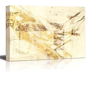 Abstract Textured Gold and Brown Stripes with Splatter Paint Over It - Canvas Art Home Art - 12x18 inches