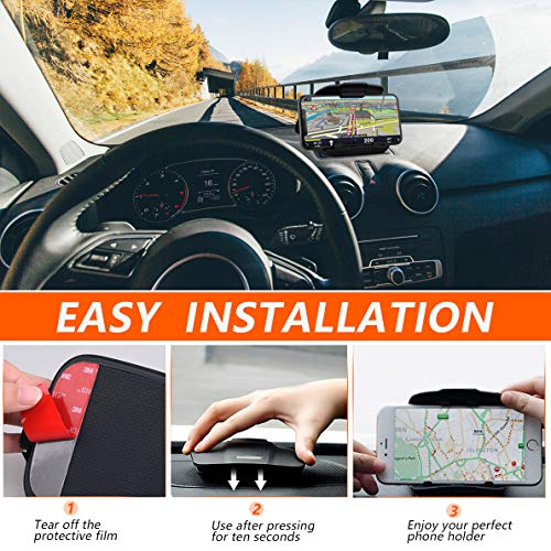 Cell Phone Holder for Car, Car Mount Dashboard Cell Phone Holder [Easy Opening & Neat Folding], Dashboard GPS Holder Mounting in Vehicle for iPhone, Android Smartphones, GPS, o1 - Thumbnail 3